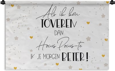 Wandkleed - Wanddoek - Get well soon - Quotes - Sterren - Toveren - 180x120 cm - Wandtapijt