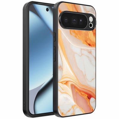 Geschikt voor Google Pixel 10 Pro Telefoonhoesje met marmer opdruk - TPU backcover case marble design - Oranje - Smartphonica geschikt voor Google Pixel 10 Pro