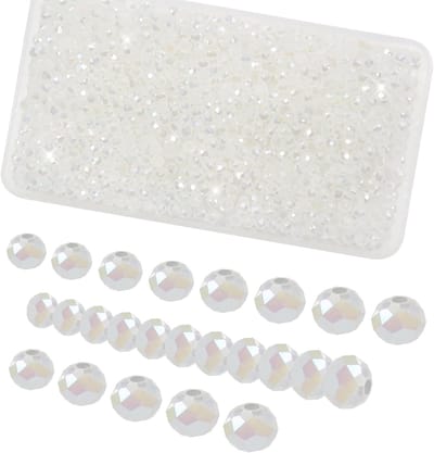 1000 stuks AB witte kristallen glazen kraaltjes, ronde facetten spacer ballen van 4 mm voor sieraden maken, knutselprojecten en DIY creaties