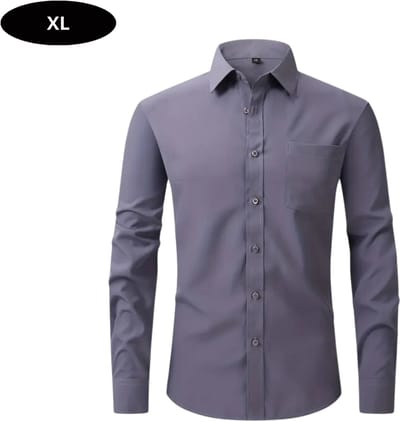 Bovista Overhemd Heren - Volwassenen - Lange Mouwen - Strijkvrij - Lange Mouw - Donkergrijs - Maat XL