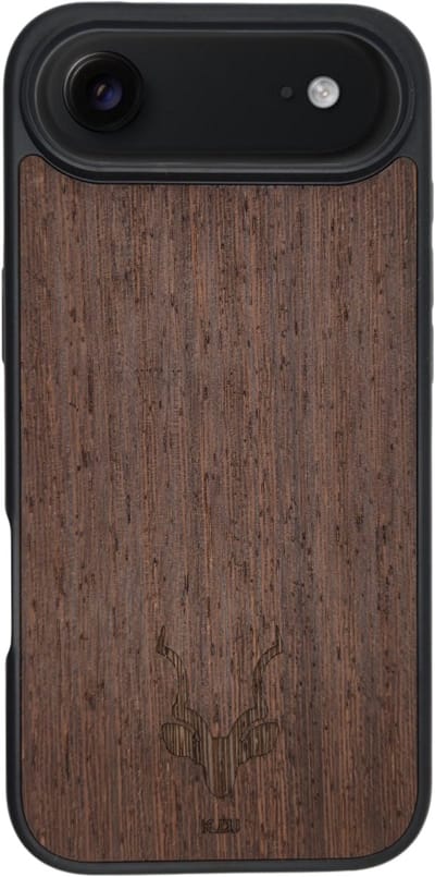 Kudu iPhone 17 Air case - Houten backcover - Handgemaakt en afgewerkt met duurzaam TPU - Wengé - Zwart