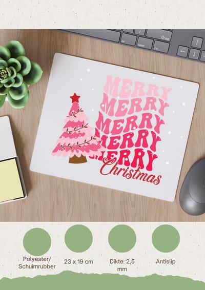 Akyol - kerst merry christmas Muismat - Kerstmis - kerst beker - winter - kerst - christmas - kerst cadeau - 23 bij 19 cm
