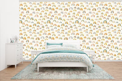 Behang - Fotobehang Regenboog - Pastel - Kinderen - Breedte 500 cm x hoogte 280 cm