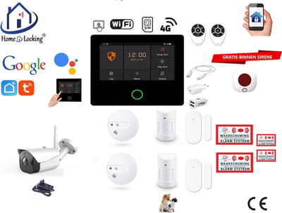 Draadloos alarmsysteem voor woning/camper/boot/caravan werkt met wifi en sim kaart en met spraakgestuurde apps. (Nederlands of Frans stem en tekst) ST01A-46