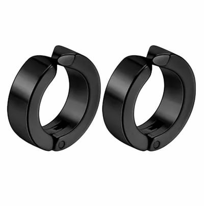 Fako Bijoux® - Oorbellen - Oorringen - Stainless Steel - Fake - Zwart