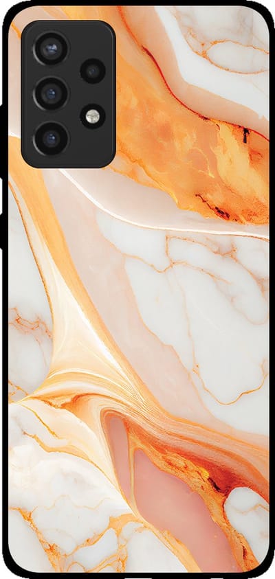 Smartphonica Telefoonhoesje voor Samsung Galaxy A72 met marmer opdruk - TPU backcover case marble design - Oranje geschikt voor Samsung Galaxy A72