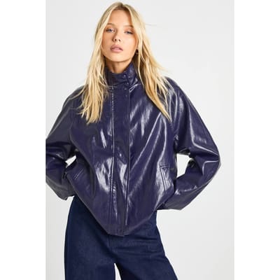 boohoo Dames Nepleer Bomberjack | Navy | Maat: 8