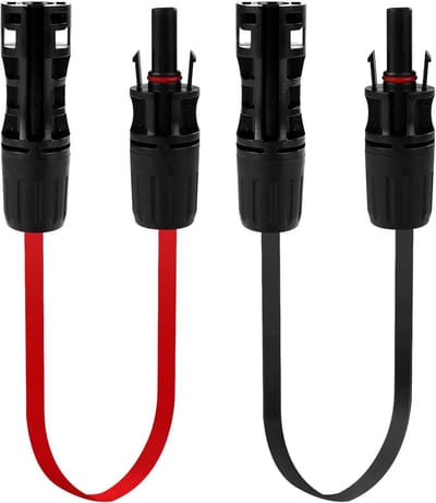 Zonnepaneel Kabel - Verlengkabel Zonnekabel - Energie Opwekken - Platte Balkondeur Kabel - 2x 42cm - Zwart Rood