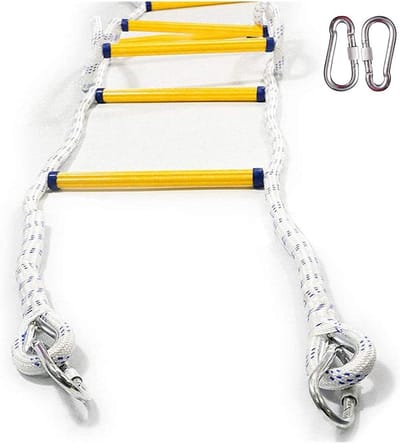 Touwladder - Noodladder - Veilig Ontsnappen - Vlamvertragend Materiaal - 20 Meter - Geel