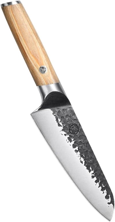 Dailygoods - MITSUMOTO SAKARI 17 cm Santoku Keukenmes, Handgesmeed Koksmes, Professioneel Japans Mes (Pakkawood Handvat)