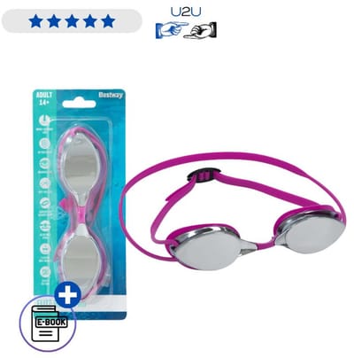 Bestway Zwembril 21066 Pink Mirror - Spiegelende Zwemmasker Goggles Voor Volwassenen Vanaf 14 Jaar UV Bescherming Anti-Fog Polycarbonaat Lens Comfortabele Siliconen Pasvorm Voor Zwembad En Open Water Met Ebook