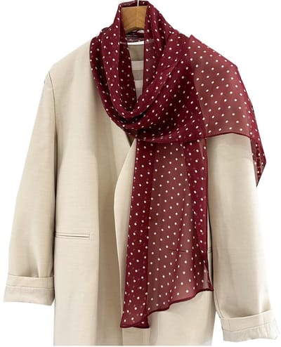Zijden Sjaaltje – Halsdoek Dames – Zijde – Stippen – Rood