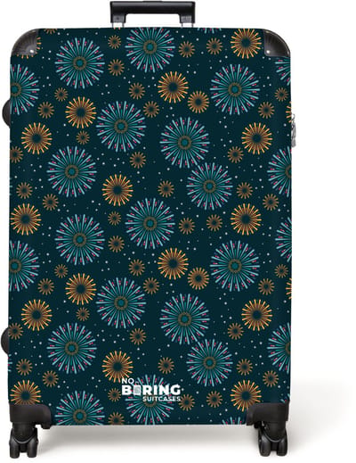 NoBoringSuitcases.com® - Koffer groot - Reiskoffer lichtgewicht - Retro disco 70s vuurwerk patroon kleurrijk - Rolkoffer met 4 wielen - Grote trolley XL - 98 liter bagage