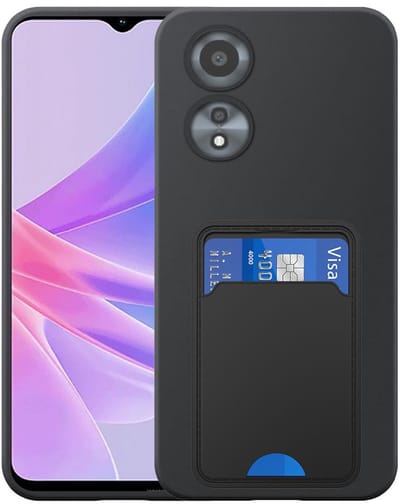 Geschikt voor Oppo A58 5G / A78 5G Telefoonhoesje met TPU Pasjeshouder - Flexible Back Cover Case Siliconen TPU with Cardslot - Zwart - Smartphonica geschikt voor Oppo A58 5G;Oppo A78 5G