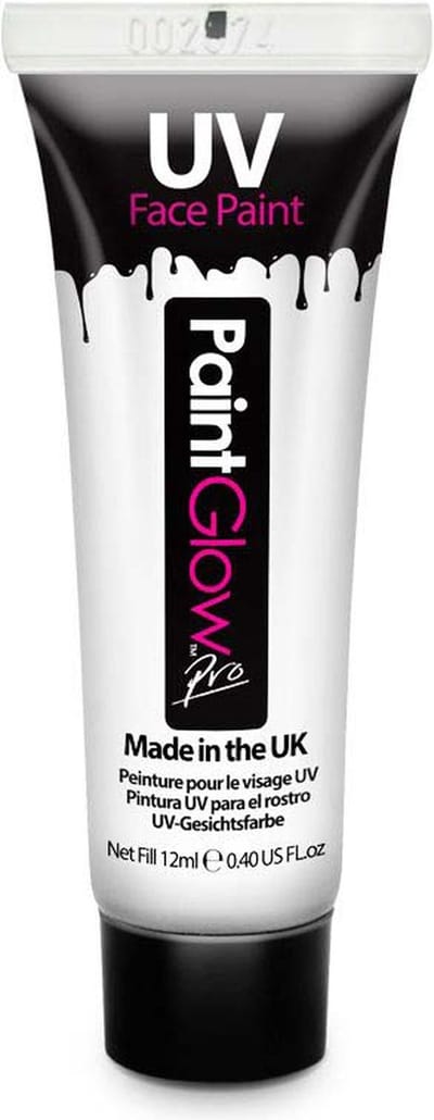 PaintGlow - UV Face & Body paint - Blacklight verf - Festival make up - 12 ml - wit