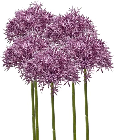Emerald Allium/Sierui kunstbloem - 5x - losse steel - paars - 62 cm - Natuurlijke uitstraling