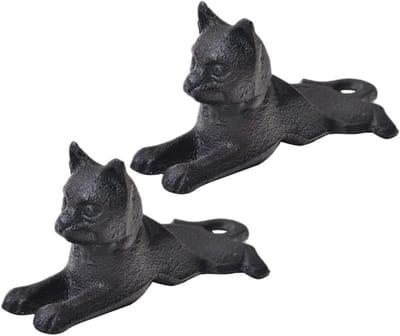 Gietijzeren Deurstopper - Katten Deurstop - Muur Beschermen - Antislip Ontwerp - 15.5x7.5cm - Zwart