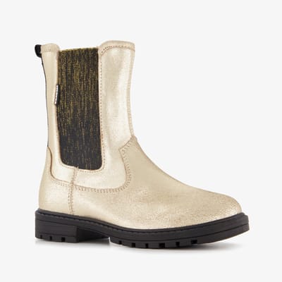 Braqeez leren meisjes Chelsea boots goud - Maat 30 - Uitneembare zool