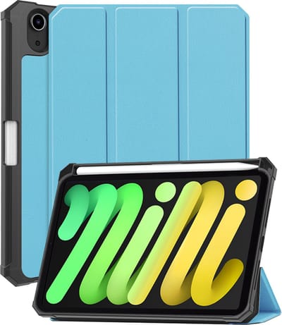 Hoes - Geschikt voor Apple iPad Mini 7 (2024) - 8.3 inch - 7e Generatie - Dun & Stevig - Trifold Bookcase - Hard Cover Case - Met Uitsparing Geschikt voor Apple Pencil - Hardcover Book - Tablet Hoesje - Lichtblauw