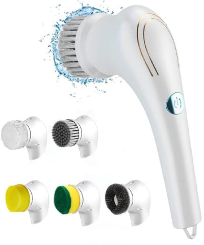 longziming -Elektrische spin - snoerloze spin-scrubber - met 5 vervangbare borstelkoppen - Krachtige Schoonmaker voor Badkamer en Keuken