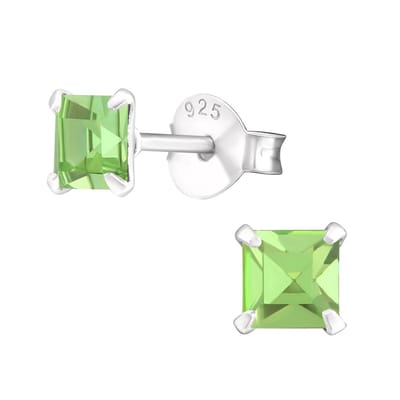 Amanto Oorbellen Flynn Green - 925 Zilver E-Coating - Vierkant - ∅4mm