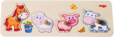 Grijppuzzel Boerderijdieren - Houten Puzzel voor Kinderen met Grote Knoppen