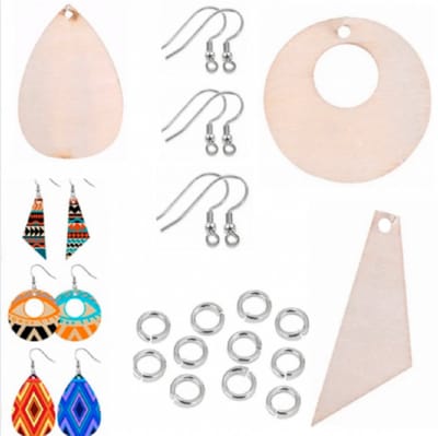 18 Delig- Oorbellen zelf maak set- Hout- 3 paar oorbellen - Charme Bijoux