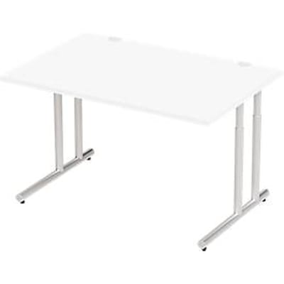 Schäfer Shop Select Desk COMBITEC, rechthoekig, C-poot, B 1200 x D 800 x H 677-817 mm, wit/wit aluminium