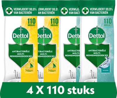 Dettol Doekjes Citrus Oceaan 110st - 4 Stuks - Voordeelverpakking