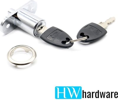 Drukslot voor schuifdeuren, lades en kasten met 2 sleutels - 50x20mm
