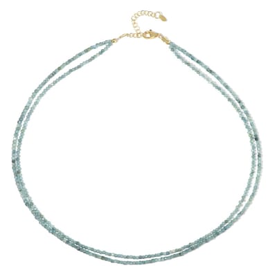 Cavill - Zilveren Halsketting 925 Sterling Zilver Verguld - Indigoliet uit Madagaskar 35,29 ct - Dubbellaags Verstelbaar - Luxe Blauw Sieraad