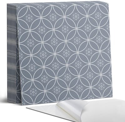Coloray Plaktegels - Bloemen ornamentpatroon Portugese Tegels - 30 cm x 30 cm - Grijs Plaktegels - 9 stuks - Vierkant PVC Tegels - Plaktegels Keuken - Zelfklevende Vloertegels - Vinyltegels Vloer Zelfklevend - Zelfklevende Tegels