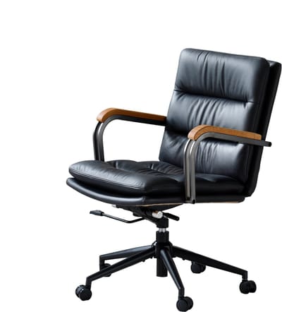 Ergonomische leren bureaustoel - Zwarte directiestoel met wielen - Bureaustoel-Draaibaar - 73x59x87 cm - In hoogte verstelbaar - Kantoor Zwart