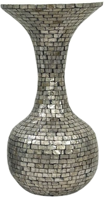 PTMD Cherryl Champagne Flared Capiz Paper Powder Vase S