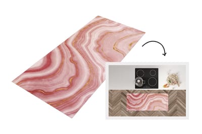 Keukenloper - Loper keuken - Marmer - Rood - Roze - 120x50 cm - Keukenloper vinyl