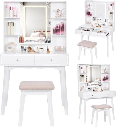 Make-uptafel met Verlichting en Spiegel - Elegant en Functioneel voor Makeup en Schoonheid