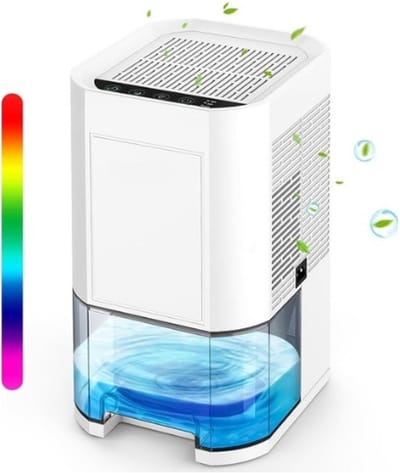 StayPowered Elektrische Luchtontvochtiger - Efficiënt en Stroomzuinig - 1200 ml - Automatisch Ontdooien - Ultrastil - Timerfunctie - 7 Kleuren Nachtlicht - Compact en Krachtig - Wit - Levering Sneller dan Aangegeven!