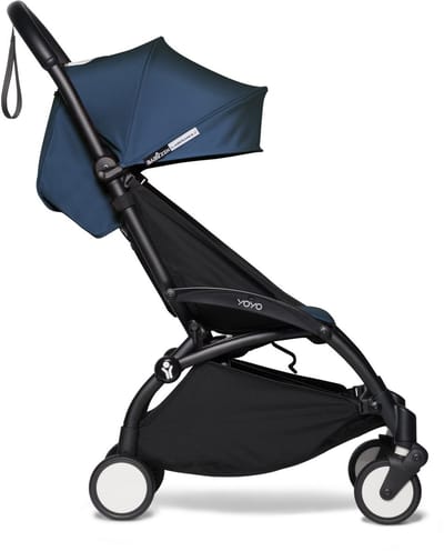 BABYZEN YOYO2 Kinderwagen (Zwart Frame met Air France Blauw 6+ Kleurenpakket) - Inclusief Harnas, Rugleuning, Kapverlengingen, Schouderband, Opbergtas, Zitkussen en Bijpassende Kap