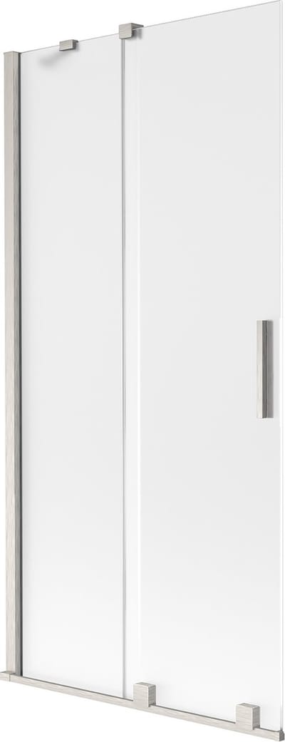 Mexen Velar badwand scherm 2-delig verschuifbaar 90 x 150 cm, ijsachtig, geborsteld nikkel - 896-090-000-31-97