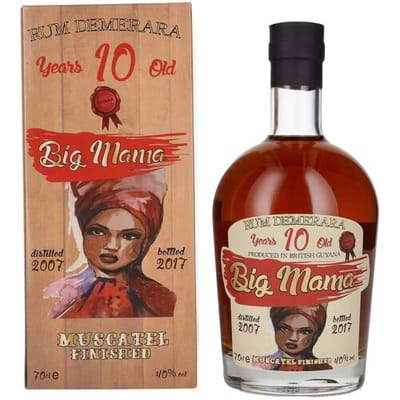 Grote Mama Rum Demerara Big Mama 10 Years Old Rum Demerara Muscatel Finished 40% Vol. 0,7l in geschenkverpakking