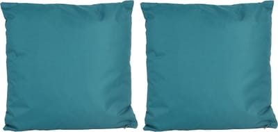 2x Bank/sier kussens voor binnen en buiten in de kleur petrol blauw 45 x 45 cm - Tuin/huis kussens