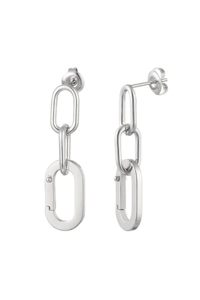 oorstekers - schakel - zilver kleurig- stainless steel - verkleurt niet