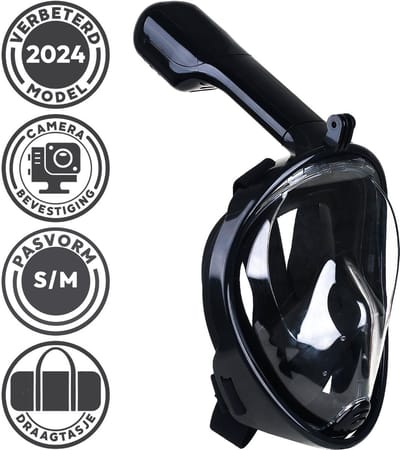 Snorkelmasker S/M- Snorkelset Zwart - Full Face Duikmasker - Duikbril met Snorkel - Snorkelen en duiken in 2025