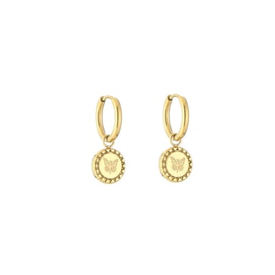 Bijoutheek Oorhanger Disc Vlinder Goud