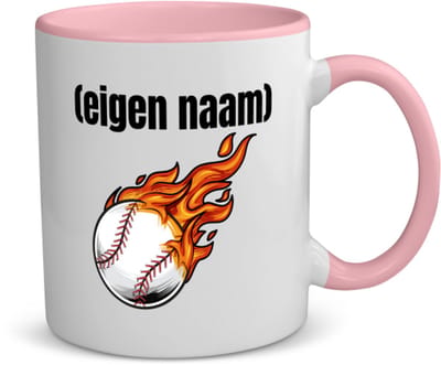 Akyol - honkbal vuur met eigen naam koffiemok - theemok - roze - Honkbal - atleten - iemand die houdt van honkbal - verjaardag - cadeau - kado - 350 ML inhoud