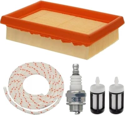 Luchtfilterset ( Luchtfilter, 2 x Benzinefilter, Bougie L7T, Aantrekkoord BR320, 380, 400,420 Merk BPC Parts