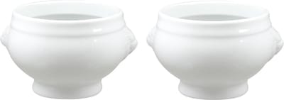Cosy & Trendy Soepkommen leeuwenkop - Set van 2x stuks - porselein - 12 x 7 cm - Soeptassen/soepkommen