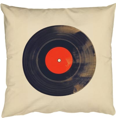 Sierkussens - Kussentjes Woonkamer - 50x50 cm - Illustratie - Vinylplaat - Beige - Vintage