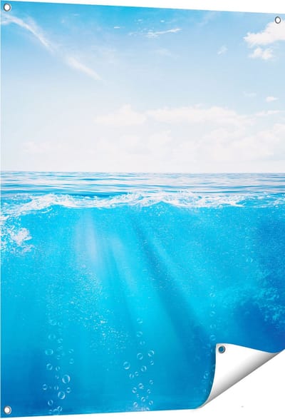 Gards Tuinposter Helder Blauwe Zee onder Water - 80x100 cm - Tuindoek - Tuindecoratie - Wanddecoratie buiten - Tuinschilderij