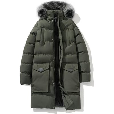 Grote Maat Herenjas Winter Met Capuchon Katoenen Jas Middellange Katoenen Jas Verdikte Warme Grote Wolkraag Katoenen Jas 4XL